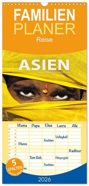 Produktbild: Familienplaner 2026 - Asien - Kontinent der Farben mit 5 Spalten (Wandkalender, 21 x 45 cm) CALVENDO