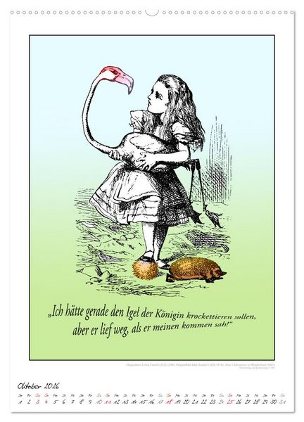 Produktbild: Alice im Wunderland - Weltliteraturkalender (Wandkalender 2026 DIN A2 hoch), CALVENDO Monatskalender