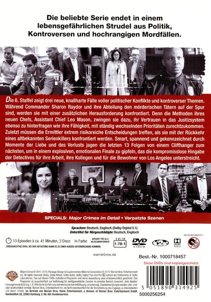 Produktbild: Major Crimes: Die komplette 6. Staffel [3 DVDs]