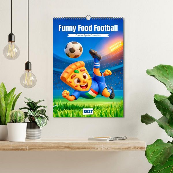 Produktbild: Funny Food Football - Creative Sports Characters (Wall Calendar 2027 DIN A3 portrait), CALVENDO 12 Month Wall Calendar
