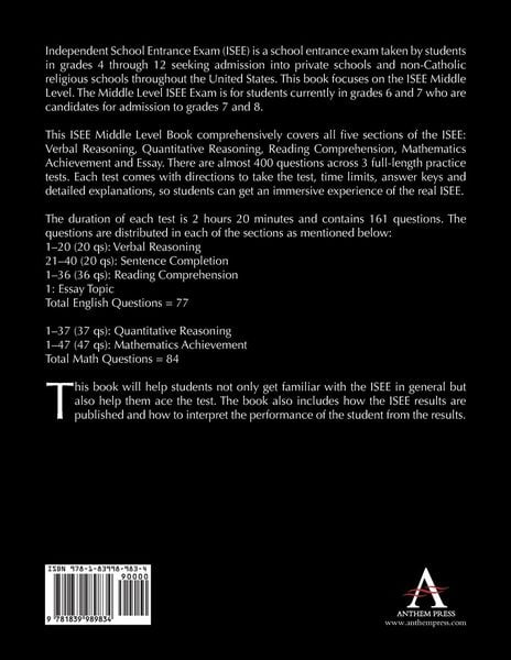 Produktbild: ISEE Middle Level Practice Tests