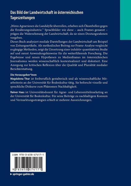 Produktbild: Das Bild der Landwirtschaft in &ouml;sterreichischen Tageszeitungen