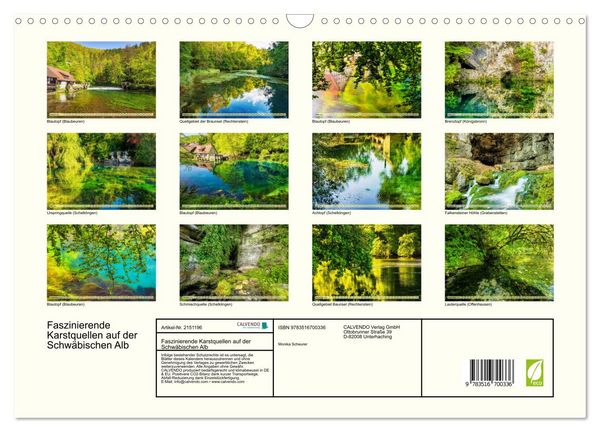 Produktbild: Faszinierende Karstquellen auf der Schw&auml;bischen Alb (Wandkalender 2026 DIN A3 quer), CALVENDO Monatskalender
