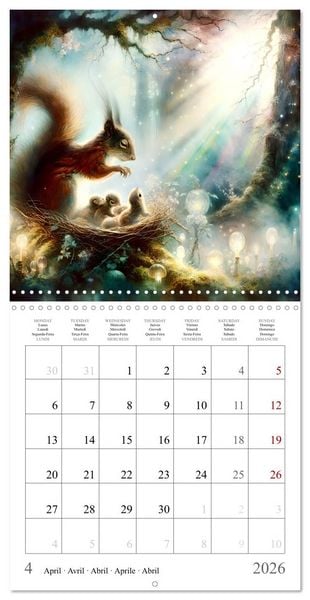 Produktbild: Magie de l'&eacute;cureuil (Calendrier mural carr&eacute; 2026 30x30 cm) Calendrier double avec une page pour vos prises de notes