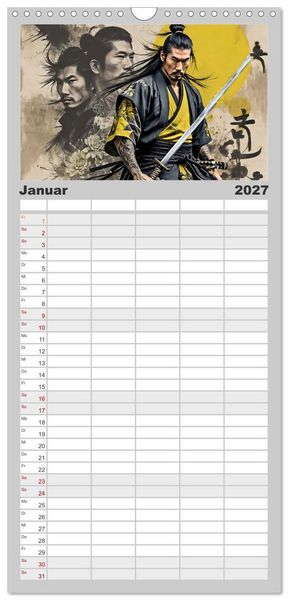 Produktbild: Familienplaner 2027 - Samurai - Asian Spirit mit 5 Spalten (Wandkalender, 21 x 45 cm) CALVENDO