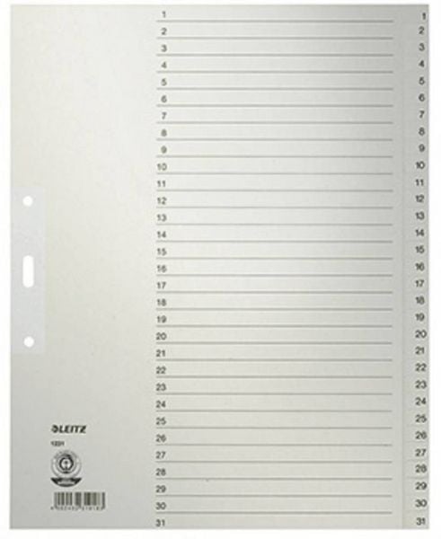 Produktbild: Leitz Register 12310085 DIN A4 1-31 volle H&ouml;he Papier grau