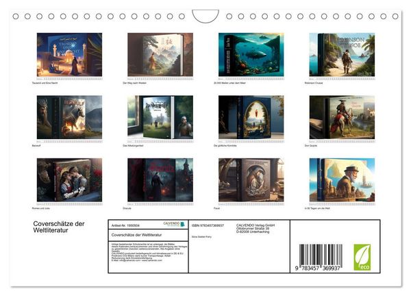 Produktbild: Coversch&auml;tze der Weltliteratur (Wandkalender 2026 DIN A4 quer), CALVENDO Monatskalender