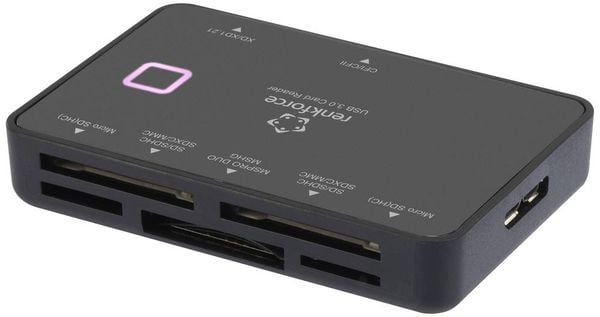 Produktbild: Renkforce Externer Speicherkartenleser Micro-USB B (USB 3.2 Gen 1) Schwarz