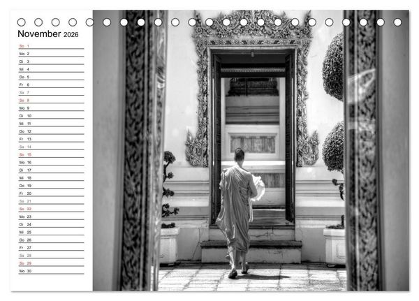 Produktbild: Bangkok Impressionen in Schwarz Wei&szlig; (Tischkalender 2026 DIN A5 quer), CALVENDO Monatskalender