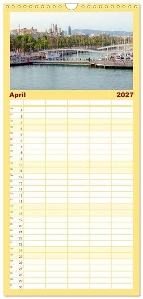 Produktbild: Familienplaner 2027 - BARCELONA - Metropole am Mittelmeer mit 5 Spalten (Wandkalender, 21 x 45 cm) CALVENDO