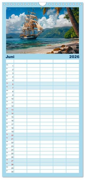 Produktbild: Familienplaner 2026 - Mit den Tr&auml;umen segeln mit 5 Spalten (Wandkalender, 21 x 45 cm) CALVENDO