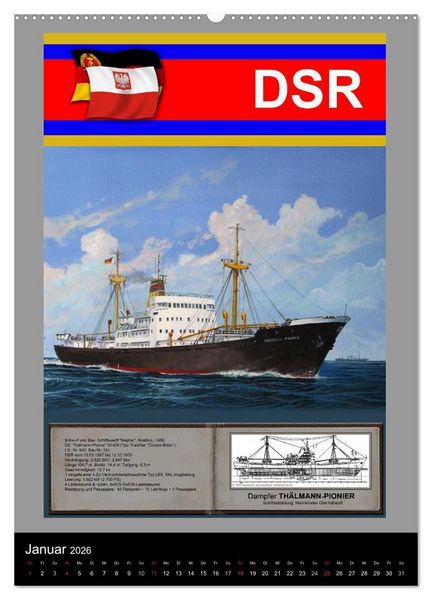 Produktbild: Heimathafen Rostock - Schiffe der Deutschen Seereederei (hochwertiger Premium Wandkalender 2026 DIN A2 hoch), Kunstdruck in Hochglanz
