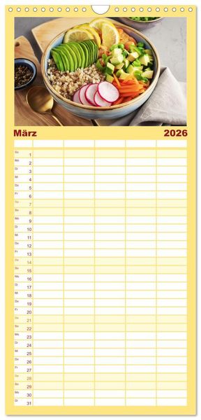 Produktbild: Familienplaner 2026 - Vegane Bowls - Eine Sch&uuml;ssel voller Geschmack mit 5 Spalten (Wandkalender, 21 x 45 cm) CALVENDO