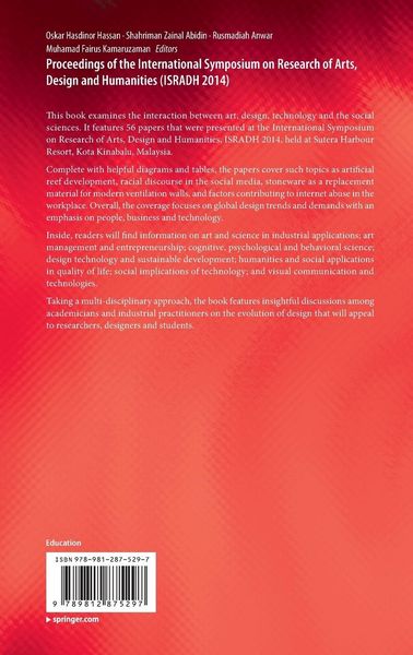 Produktbild: Proceedings of the International Symposium on Research of Arts, Design and Humanities (ISRADH 2014)