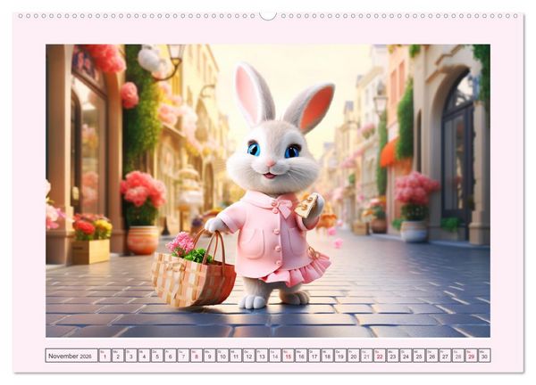 Produktbild: Liebliche Kaninchen. Flauschige Hopsis haben Spa&szlig; (hochwertiger Premium Wandkalender 2026 DIN A2 quer), Kunstdruck in Hochglanz