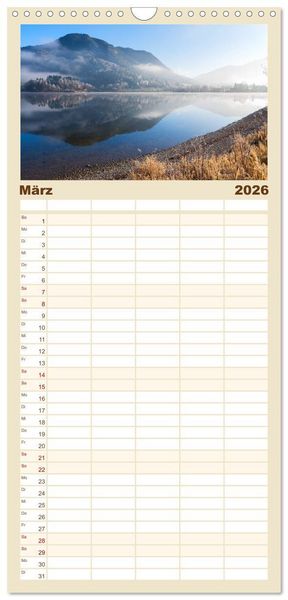 Produktbild: Familienplaner 2026 - Schliersee-Idylle mit 5 Spalten (Wandkalender, 21 x 45 cm) CALVENDO