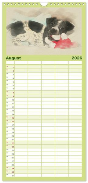 Produktbild: Familienplaner 2026 - Hundewelpen 2026 mit 5 Spalten (Wandkalender, 21 x 45 cm) CALVENDO