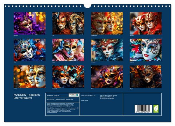 Produktbild: MASKEN - poetisch und vertr&auml;umt (Wandkalender 2026 DIN A3 quer), CALVENDO Monatskalender