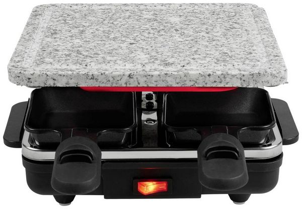 Produktbild: Tristar RA-2745 Raclette Antihaftbeschichtung, Kontrollleuchte, 4 Pf&auml;nnchen, mit Grillstein Schwarz, Grau