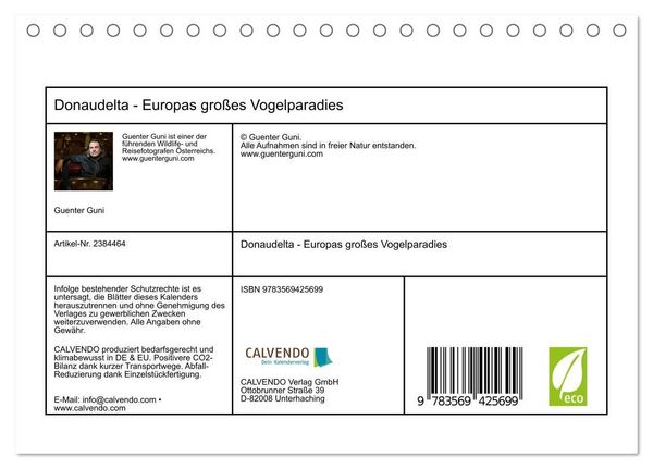 Produktbild: Donaudelta - Europas gro&szlig;es Vogelparadies (Tischkalender 2027 DIN A5 quer), CALVENDO Monatskalender