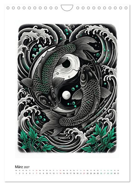 Produktbild: Irezumi - Japans Seele in zwei Farben (Wandkalender 2027 DIN A4 hoch), CALVENDO Monatskalender