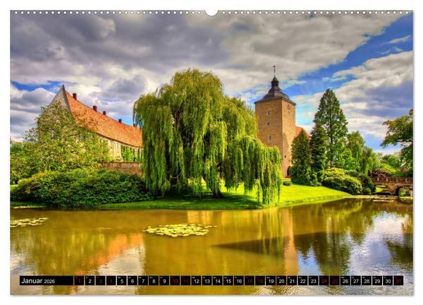 Produktbild: M&uuml;nsterland Romantik - Romantische Schl&ouml;sser und Wasserburgen (hochwertiger Premium Wandkalender 2026 DIN A2 quer), Kunstdruck in Hochglanz