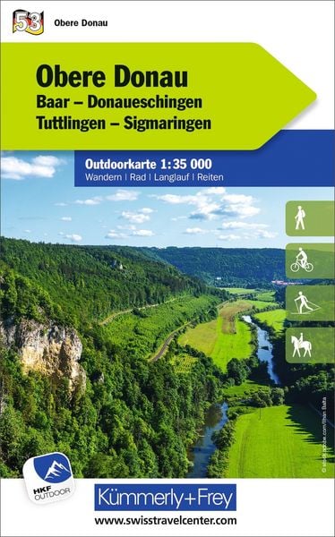 Produktbild: K&uuml;mmerly+Frey Outdoorkarte Deutschland 53 Obere Donau 1:35.000