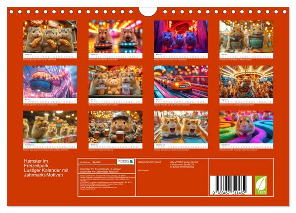 Produktbild: Hamster im Freizeitpark - Lustiger Kalender mit Jahrmarkt-Motiven (Wandkalender 2026 DIN A4 quer), CALVENDO Monatskalender