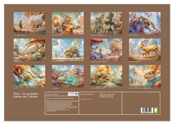 Produktbild: Tiere - Im surrealen Garten der Tr&auml;ume (Wandkalender 2026 DIN A2 quer), CALVENDO Monatskalender
