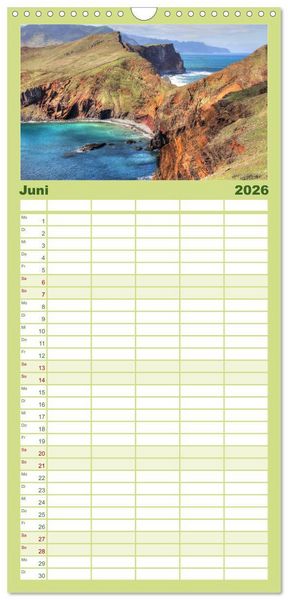 Produktbild: Familienplaner 2026 - Wildes Madeira - Inselimpressionen mit 5 Spalten (Wandkalender, 21 x 45 cm) CALVENDO