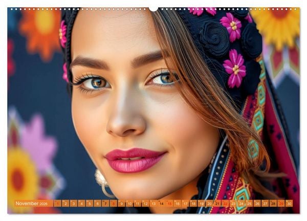 Produktbild: Farbenfrohe Portraits (hochwertiger Premium Wandkalender 2026 DIN A2 quer), Kunstdruck in Hochglanz