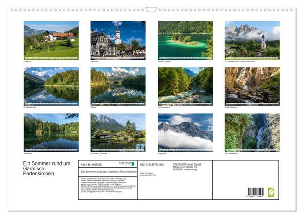 Produktbild: Ein Sommer rund um Garmisch-Partenkirchen (Wandkalender 2026 DIN A2 quer), CALVENDO Monatskalender