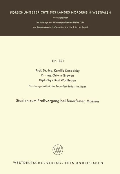 Produktbild: Studien zum Pre&szlig;vorgang bei feuerfesten Massen