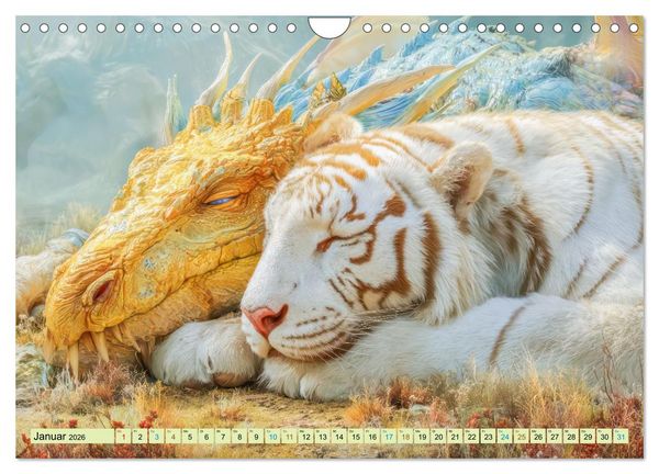 Produktbild: Ewige Drachenliebe - Eine zeitlose Faszination (Wandkalender 2026 DIN A4 quer), CALVENDO Monatskalender