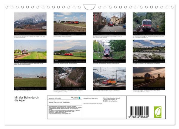 Produktbild: Mit der Bahn durch die Alpen (Wandkalender 2026 DIN A4 quer), CALVENDO Monatskalender