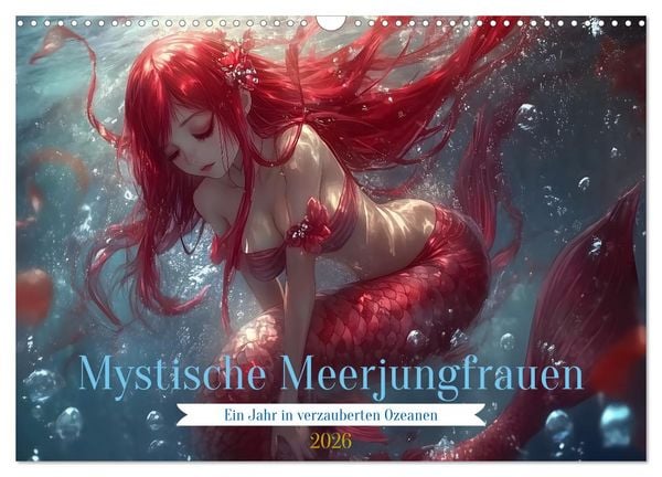 Mystische Meerjungfrauen: Ein Jahr in verzauberten Ozeanen (Wandkalender 2026 DIN A3 quer), CALVENDO Monatskalender