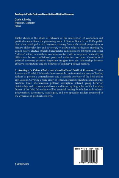 Produktbild: Readings in Public Choice and Constitutional Political Economy