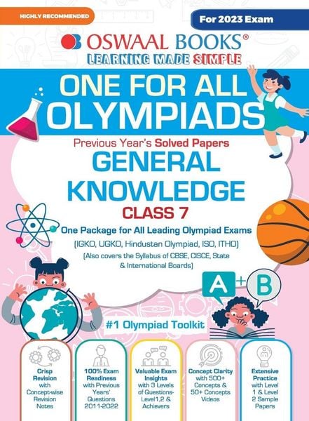 Produktbild: Oswaal One For All Olympiad Previous Years' Solved Papers, Class-7 General Knowledge Book (For 2023 Exam)