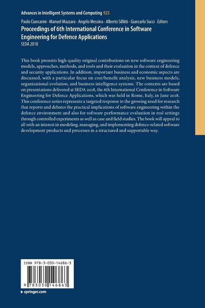 Produktbild: Proceedings of 6th International Conference in Software Engineering for Defence Applications
