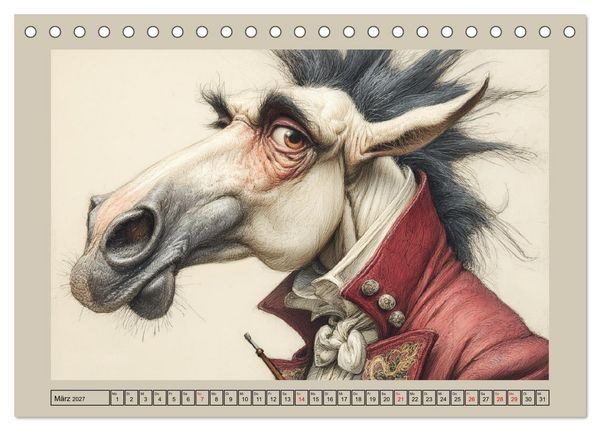 Produktbild: Wundersame Pferde. Karikaturen zwischen Humor, Melancholie und Fantasie (Tischkalender 2027 DIN A5 quer), CALVENDO Monatskalender