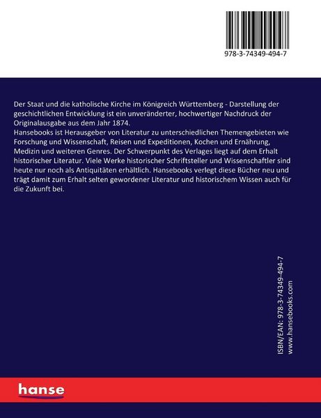 Produktbild: Der Staat und die katholische Kirche im K&ouml;nigreich W&uuml;rttemberg