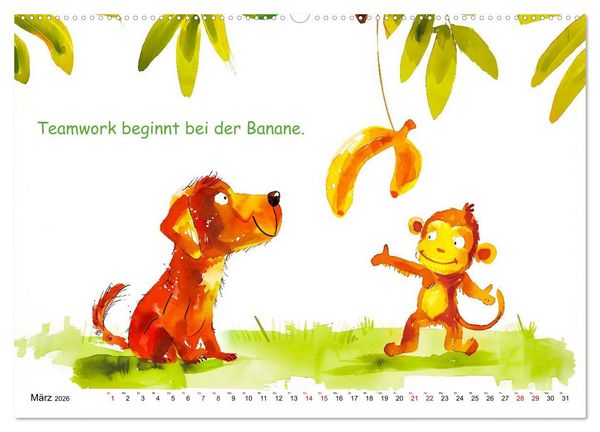 Produktbild: Vier Pfoten, viele Spr&uuml;che - Lustige Weisheiten mit Hund (Wandkalender 2026 DIN A2 quer), CALVENDO Monatskalender