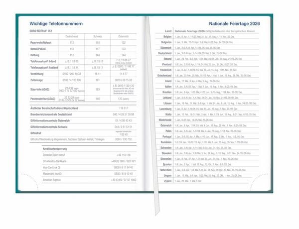 Produktbild: Wochen-Cheftimer A5, petrol 2027
