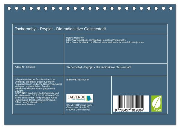 Produktbild: Tschernobyl - Prypjat - Die radioaktive Geisterstadt (Tischkalender 2026 DIN A5 quer), CALVENDO Monatskalender