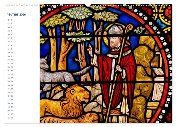 Produktbild: LES VITRAUX (Calendrier mural 2026 DIN A2 vertical) calendrier de bureau