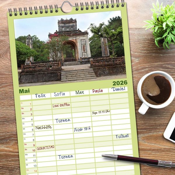 Produktbild: Familienplaner 2026 - Vietnam &ndash; Land der Kontraste 2026 mit 5 Spalten (Wandkalender, 21 x 45 cm) CALVENDO