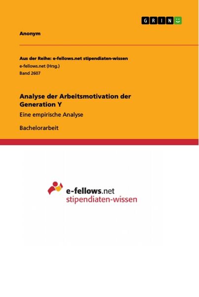 Produktbild: Analyse der Arbeitsmotivation der Generation Y
