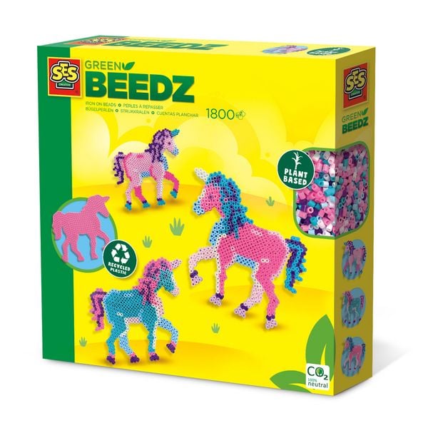 Produktbild: SES CREATIVE B&uuml;gelperlen GREEN BEEDZ Einhorn 1800 St&uuml;ck