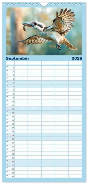 Produktbild: Familienplaner 2026 - Der Kookaburra - Im australischen Busch mit dem lachenden Hans mit 5 Spalten (Wandkalender, 21 x 45 cm) CALVENDO