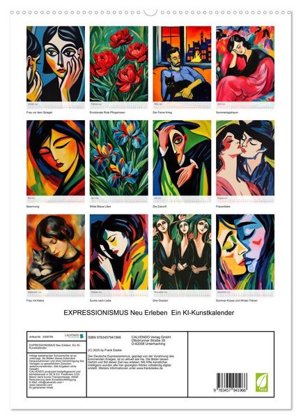 Produktbild: EXPRESSIONISMUS Neu Erleben Ein KI-Kunstkalender (hochwertiger Premium Wandkalender 2026 DIN A2 hoch), Kunstdruck in Hochglanz